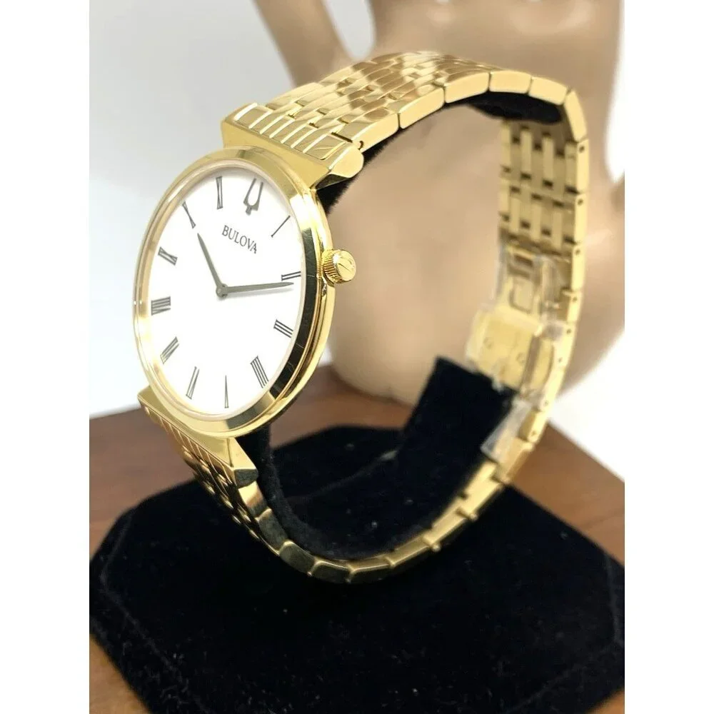 Bulova Men's Watch 97A153 Regatta Quartz White Dial Gold Stainless Steel 38mm